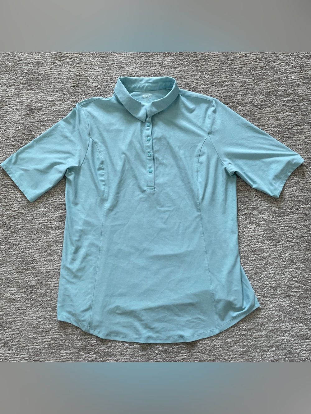Duluth Trading Polo Shirt Women Medium Turquoise Short Sleeve Performance Casual
